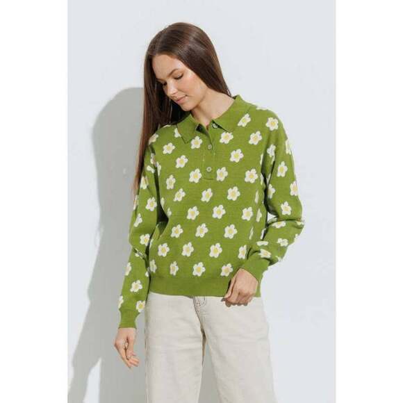 Floral Print Sweater Knit Top - Picture 6 of 7